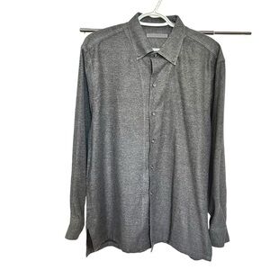 William Reid Shirt Men's Medium Button Down Long Sleeves Cotton Rayon Gray Italy